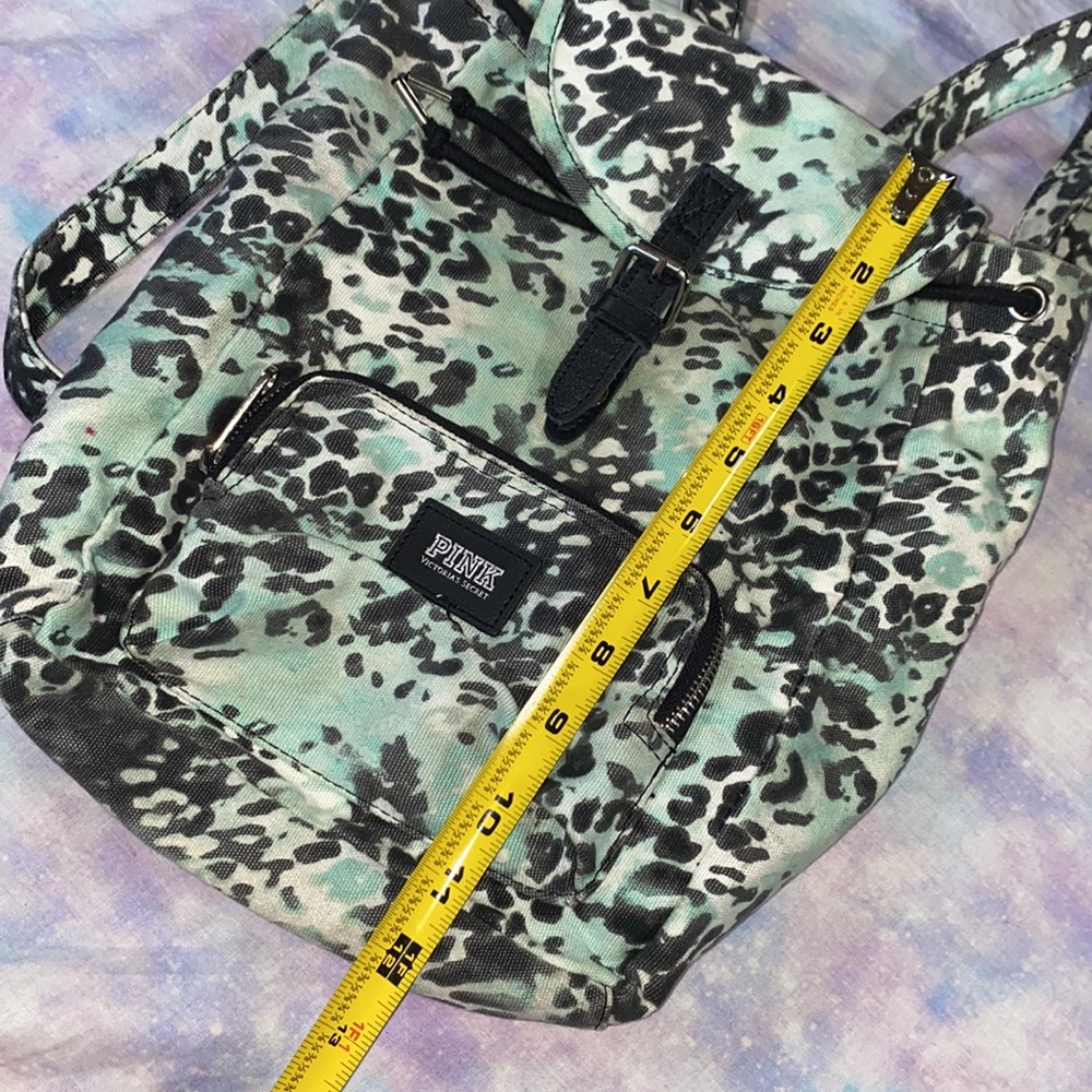 VS PINK • 2013 Teal Animal Print Drawstring Mini Backpack - Picture 10 of 14